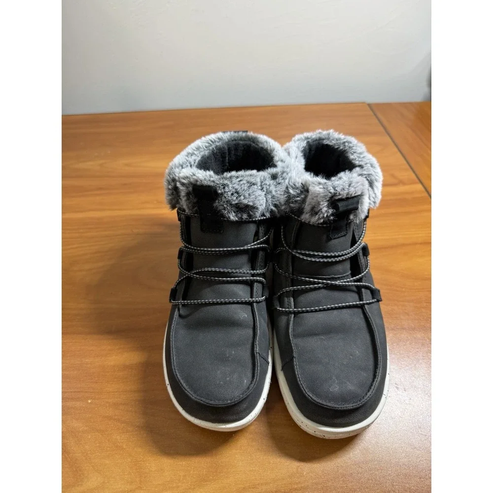Hey Dude Eloise Fur Trim Insulated Lined Black Women's Boots Bootie US 7/38